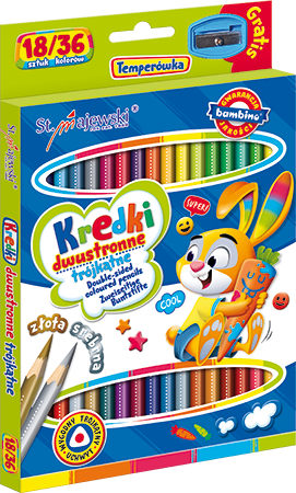 Kredki BAMBINO 18/36 kol drew dwustron. TRÓJKĄTNE 