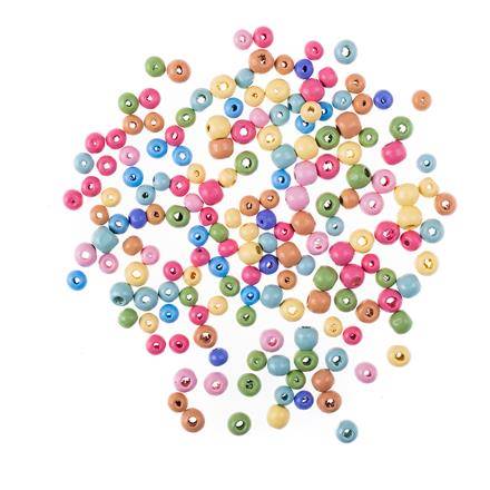 Koraliki drewniane kulki 10mm TĘCZOWE 40g.