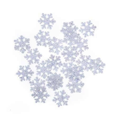 Śnieżynki z brokatem 2.4cm 24szt białe 