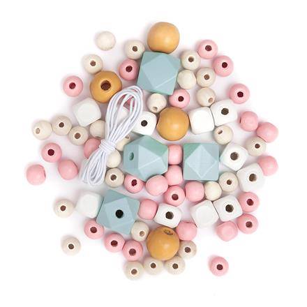 Drewniane koraliki kolorowe pastel 80szt 