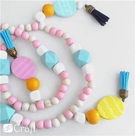 Drewniane koraliki kolorowe pastel 80szt 