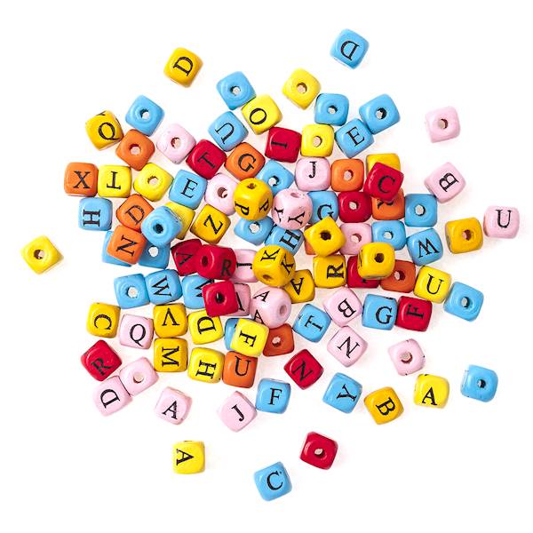 Drewniane koraliki litery 100szt