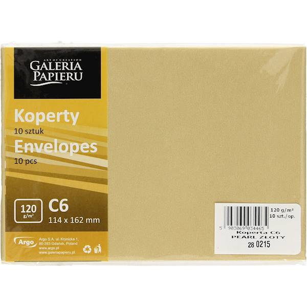 Koperta kol. C6 120g/10szt PEARL złota 280215