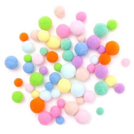 Pompony pluszowe mix RAINBOW 60szt.