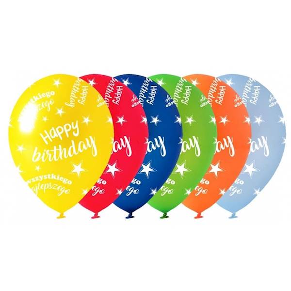 Balony nadruk Happy Birthday (5szt.)