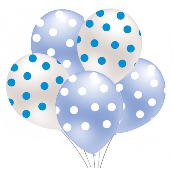 Balony nadruk Kropki niebieskie (5szt.)