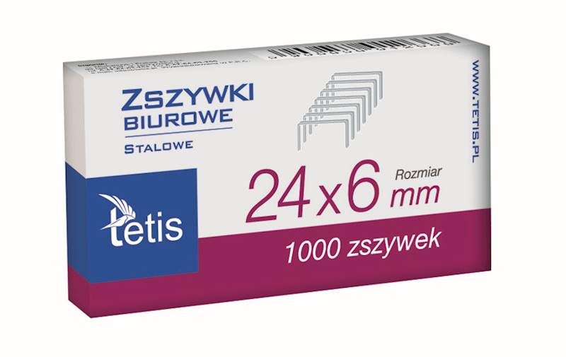 Zszywki 24/6 TETIS karton (10opak x 1000szt.)