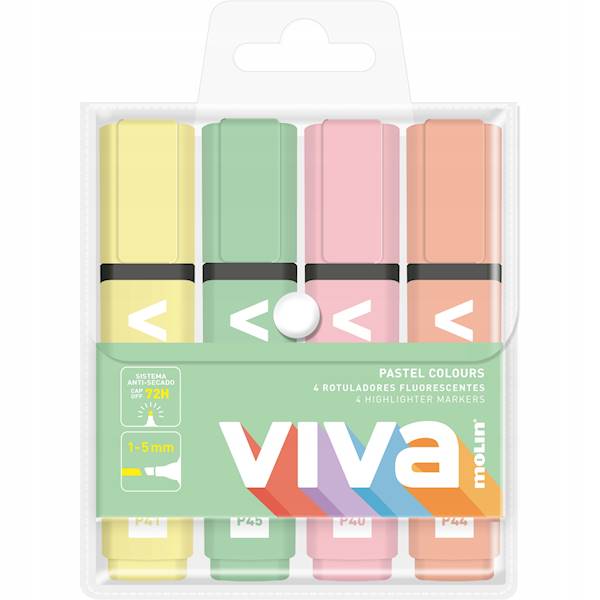 Zakreślacz VIVA (4szt.) PASTEL
