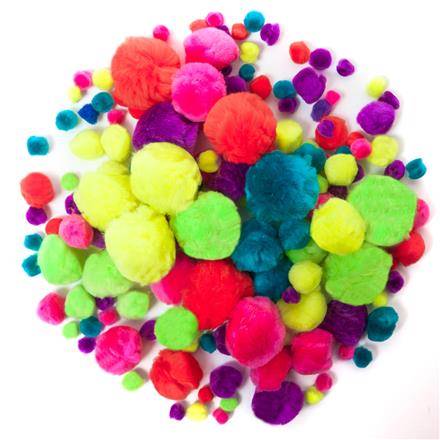 Pompony akrylowe mix neon 156szt