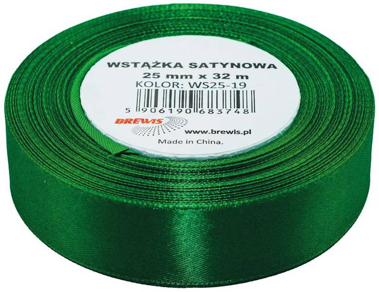 Wstążka mat. satynowa 25mm/32m zielona