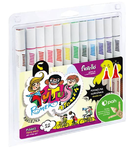 Flamastry 12 kol. FIORELLO dwustr. brush+cienkopis