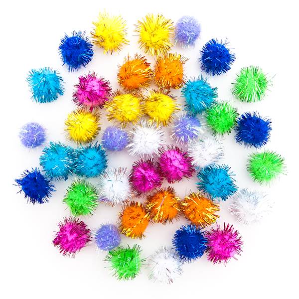 Pompony poliestrowe mix metalizowane 40szt.