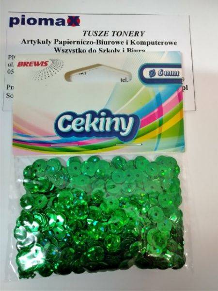 Cekiny 6mm hologramowe zielone 10g. H30