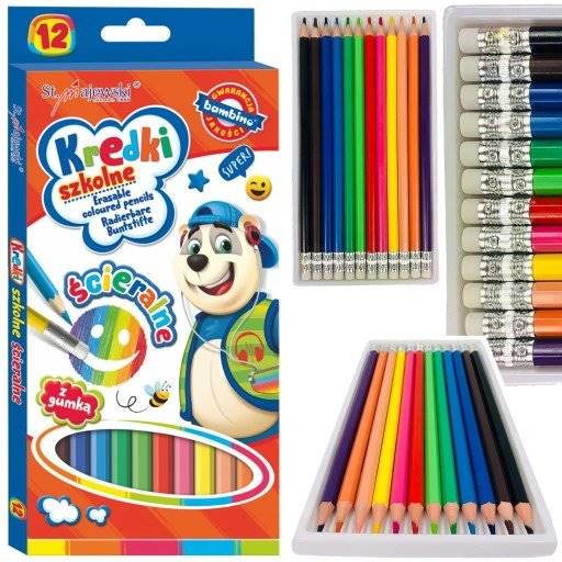 Kredki 12 kol BAMBINO z gumką
