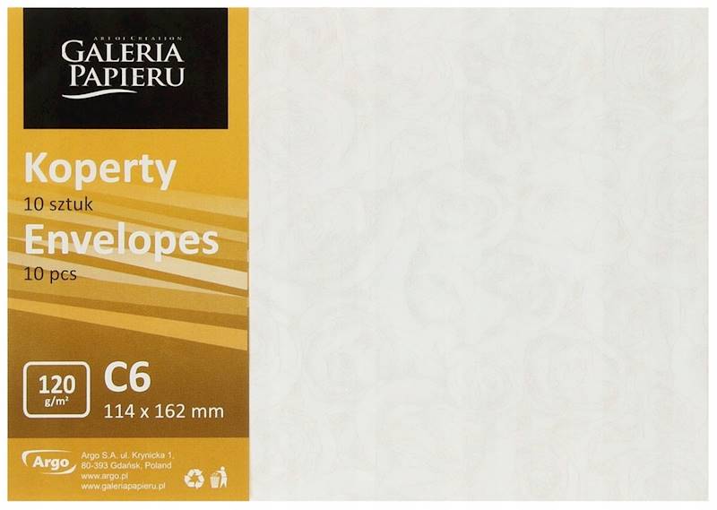 Koperta kol. C6 120g/10szt  białe róże 280211