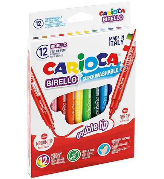Flamastry 12 kol. CARIOCA Birello dwustronne 