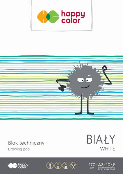 Blok techniczny A3 biały 170g/10k Happy Color 