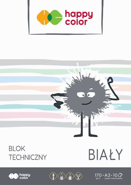 Blok techniczny A3 biały 170g/10k Happy Color 