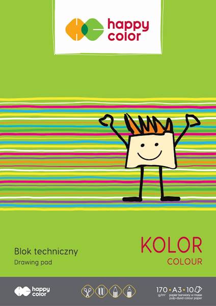 Blok techniczny A3 kolor 170g/10k Happy Color 