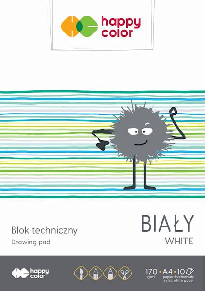 Blok techniczny A4 biały 170g/10k Happy Color 