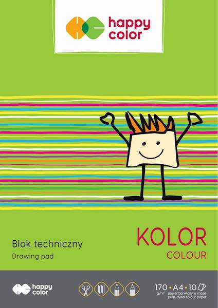 Blok techniczny A4 kolor 170g/10k Happy Color 