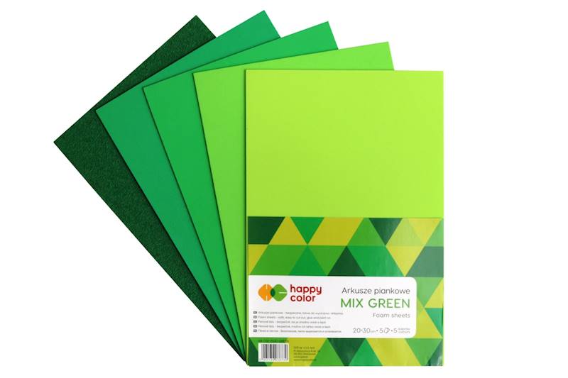 Arkusze piankowe A4 green mix (5szt.) Happy Color