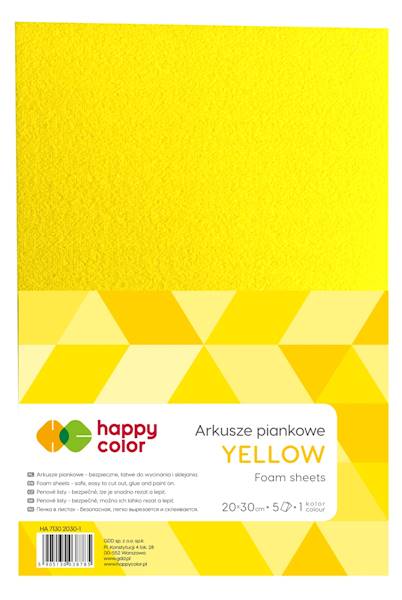 Arkusze piankowe A4 żółty (5szt.) Happy Color