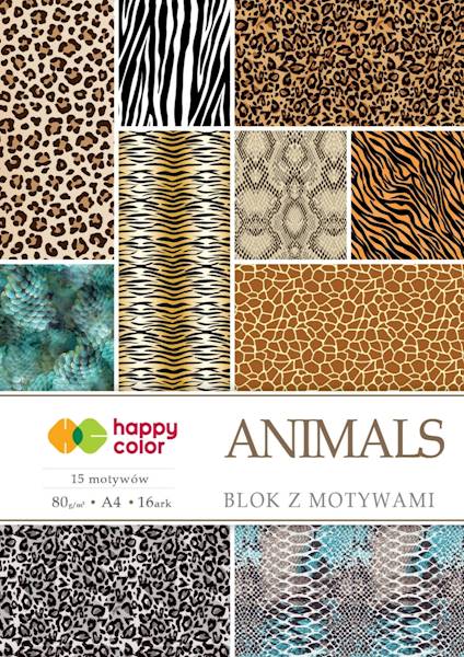 Blok z motywami A4  80g/16k ANIMALS Happy Color 