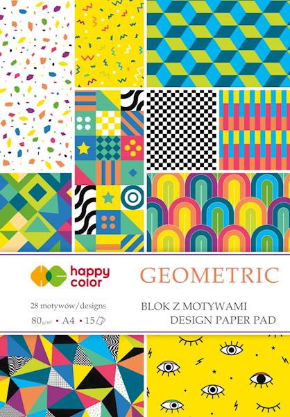 Blok z motywami A4  80g/15k GEOMETRIC Happy Color