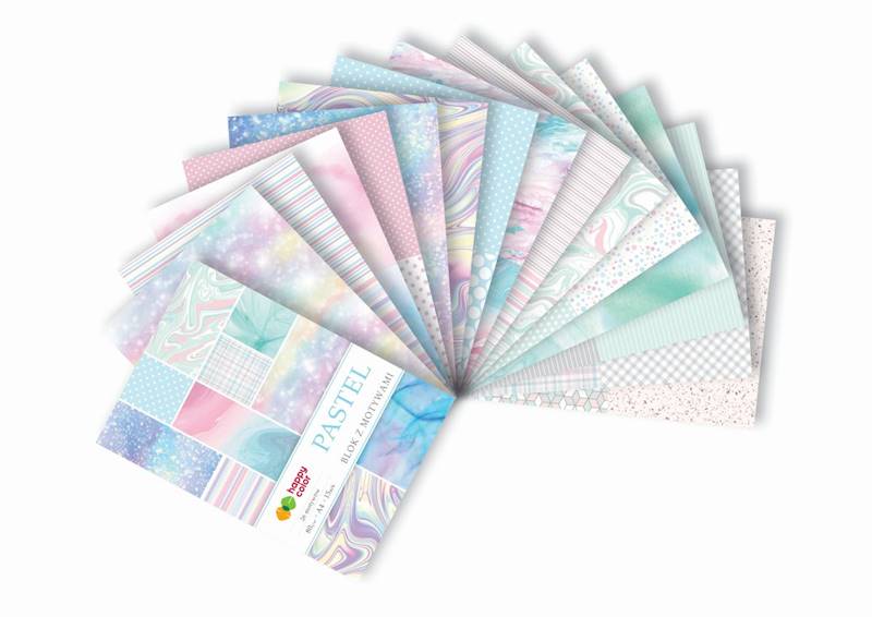 Blok z motywami A4  80g/15k PASTEL Happy Color