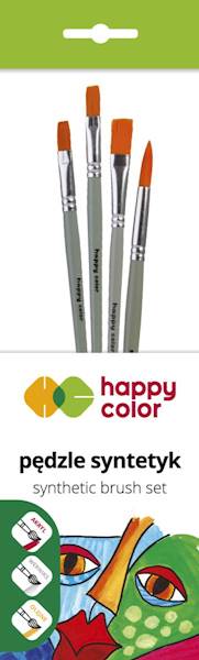 Pędzle zestaw  4szt syntetyk Happy Color