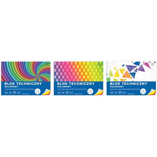 Blok techniczny A4 kolor 160g/10k INTERDRUK