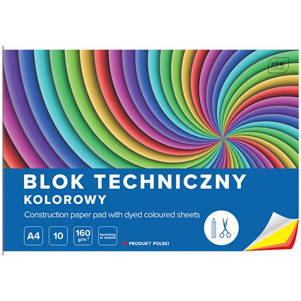 Blok techniczny A4 kolor 160g/10k INTERDRUK
