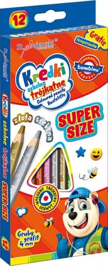Kredki 12 kol BAMBINO Super Size 4mm trójkątne
