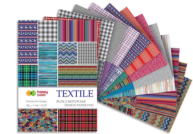 Blok z motywami A4  80g/15k TEXTILE Happy Color