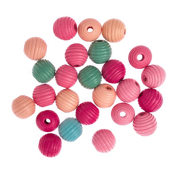 Koraliki drewniane kulki 15mm multicolor 25szt.