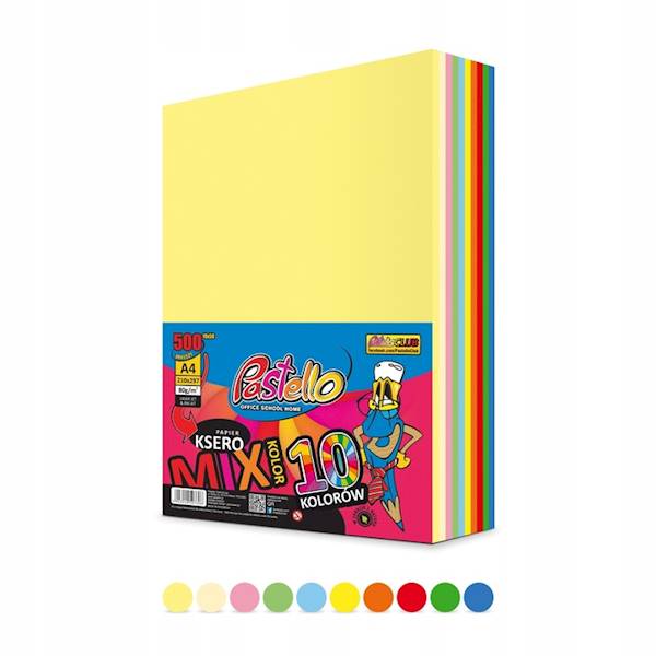 Papier ksero A4/ 80g mix/kolor 500ark PASTELLO 