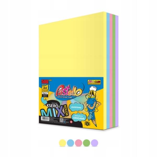 Papier ksero A4/ 80g mix/kolor pas 500ark PASTELLO