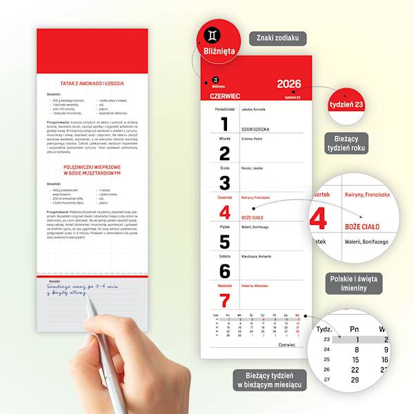 Kalendarz tygodniowy z magnesem