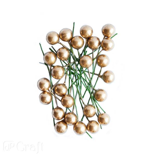 Owoce ostrokrzewu 1,2cm. złote 24szt.