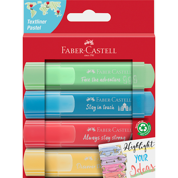 Zakreślacz FABER CASTELL  4 kol pastelowe 254625