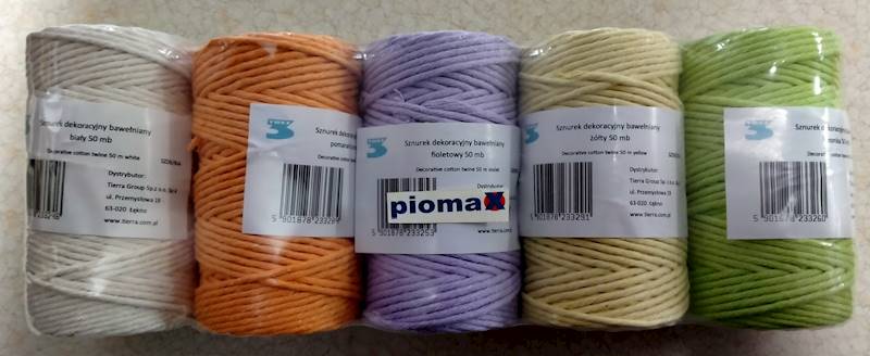 Sznurek techniczny 50mb pastel żółty TRES