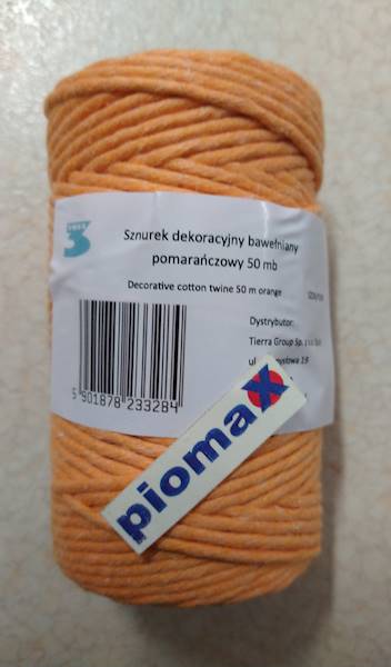 Sznurek techniczny 50mb pastel pomarańczowy TRES