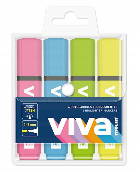 Zakreślacz VIVA (4szt.) FLUO
