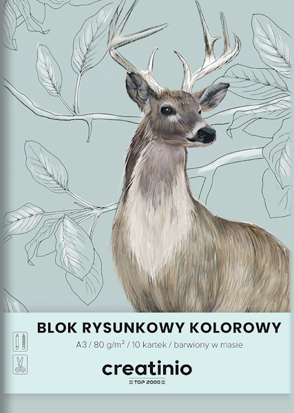 Blok rysunkowy A3 kolor 80g/10k Top Creatino