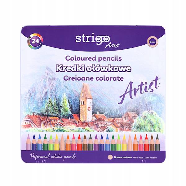 Kredki 24 kol STRIGO Artist metalowe opakow.