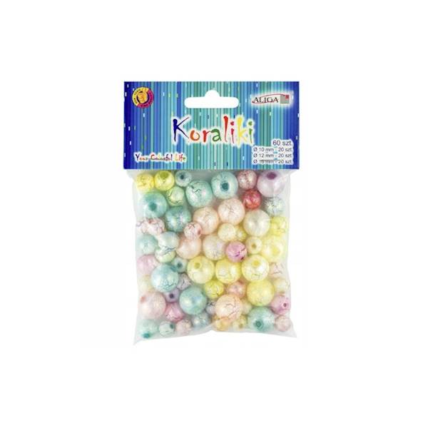 Koraliki mix wzorów i kolorów 60 szt.
