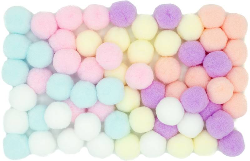 Pompony 2cm. mix kolorów pastelowych 60szt.