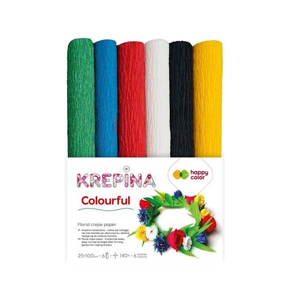 Krepa 180g  krótka 25x100 mix kolorów (6szt.)