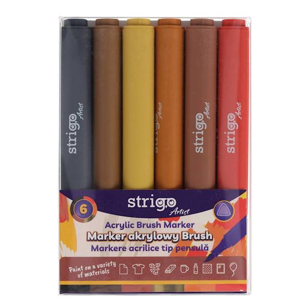 Marker akrylowy Brush  6 kol STRIGO  SSC433